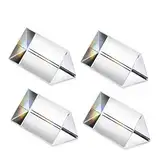 HDCRYSTALGIFTS 4 Stück 50 mm klares K9-Kristall-Dreiecksprisma für Foto, Regenbogenlichter, Kristall-optische Prismen, Glas, Physik, Unterricht, gebrochenes Lichtspektrum, Studenten, Geschenk