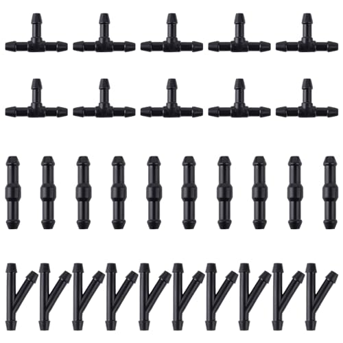 TIESOME Scheibenwischer Schlauchverbinder, 30 Stück 2 Wege + 3 Wege I/T/Y 3 Typ Wasserwaschrohr Adapter Auto Scheibenwascher Schlauch Set Rohrverbinder für universelle Autowaschdüsen