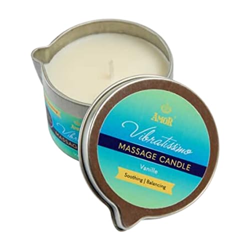 VIBRATISSIMO Massagekerze Vanille 50ml I Kerze mit Vanille Duft I Kerze Entspannung I aus natürlichen Rohstoffen & mit Kokosöl I für empfindliche Haut geeignet I Massage Candle