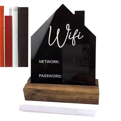 WiFi Acrylic Signa-eraable WiFi-Passwort-Panel, Fotoblockhalter mit Stift, autonomes Zeichen für Cafés, Restaurants, Bars, Esszimmer, ideal für Gemeinschaftsräume