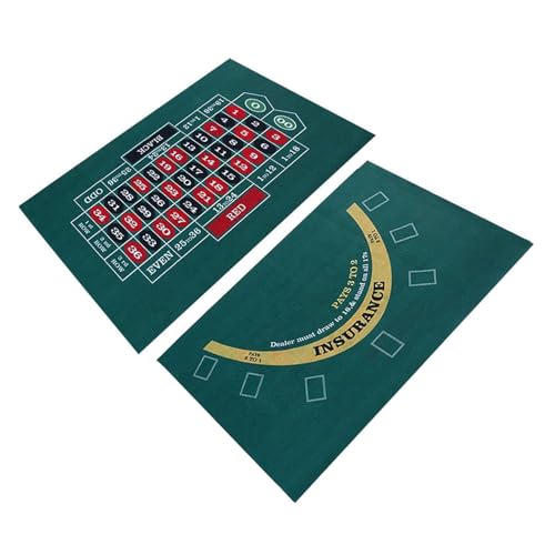 Générique Pokermatte doppelseitig | Table Felt Texas Hold 'Em & Blackjack Kartenspiele | Blackjack-Filzmatte | Tischmatte mit Rollen, platzsparend, 23,62 x 35,43 Zoll