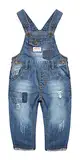 KIDSCOOL SPACE Baby & kleine Jungen Mädchen Große Latztasche Aufgesetzte Jeans-Latzhose aus gewaschener Baumwolle,Blau,3-4 Jahre