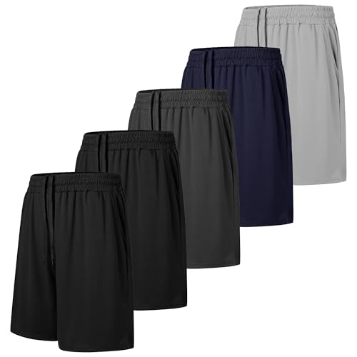 AKKQHH 5er-Pack Sporthose Herren Kurz Laufhose Kurze Hose mit Tasche Laufshorts Atmungsaktiv Schnell Trocknend Sportshorts Jogginghose Herren für Gym Sommer(Schwarz*2+Dg+Db+Hg1,XL)
