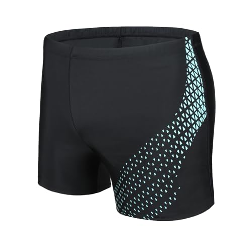 AMZSPORT Badehose Herren Kurz Schwimmhose Eng Wassersport Badeshorts mit Tunnelzug, Schwarz L