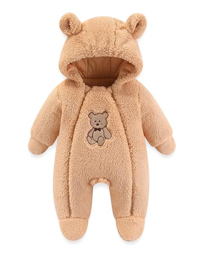 WYTbaby Baby Overall Winter Fleece Warm Schneeanzug Baby Romper Mit Kapuze Für Jungen Mädchen 3-6 Monate