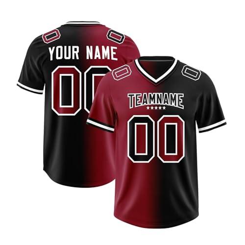 PULASSI Personalisiert American Football Trikot Personalized Team Name & Number Logo Sports Uniform für Kinder Erwachsene Junge Mädchen Herrn Damen Schwarz