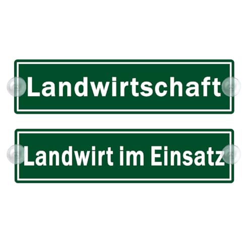 2er Saugnapfschild Set - Landwirt im Einsatz Schild für Auto mit Saugnapf - Landwirtschaft Autoschild aus Acrylschild - Geschenke für Landwirt Windschutzscheibe 50x200mm