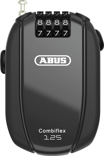 ABUS Kabelschloss Combiflex – Schloss zur Sicherung von Skiern, Helm, Kinderwagen und Gepäck – Trip 125 – 125 cm lang – 3 mm stark – mit Zahlencode – Schwarz