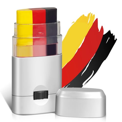 Deutschland Schminkstift Fußball Schminke, Deutschland Fanartikel Gesichtsfarben Set, Deutschland Deko Fußball Schminke Schminkstift für Party Spiel Rave, Leicht zu Reinigen, Schwarz Rot Gold