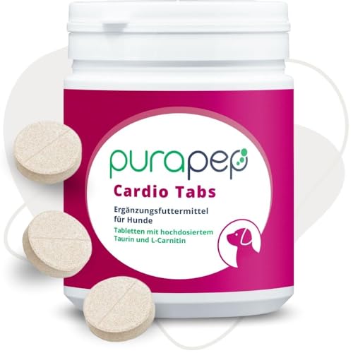 purapep Cardio Tabs – natürliche Power für das Herz deines Hundes. Mit hochdosiertem Taurin+ L-Carnitin + Molkenproteinen: im Alter, bei Herzproblemen, für Sporthunde | 120 Tabletten