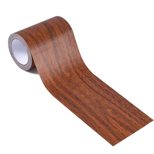 Gosknor 8cmx4,57m Holzmaserung Klebeband, Selbstklebend Holz Klebeband Rolle Mehrzweck Holzfurnierband für Tische Türen Fenster Böden Stühle Möbelrenovierung (Dunkelbraun)