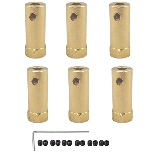 6 Stück Sechskantkupplung 3mm Bohrung Motor Hex Messing Welle Kupplung flexible Verbindung für DC Motor Welle, Roboter, Modell Auto Reifen Welle