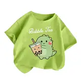 Baumwolle Kurze Oberteile T-Shirt für Mädchen Atmungsaktiv Kurzarm Top Croptop Casual Bedrucken Sportshirt Mode Kurzarmhemd Basic Kinderkleidung Freizeit Mintgrün 130