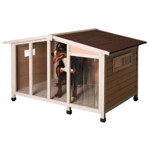 KERBL Hundehütte Overview (Hundehaus mit Schwingtüre, 119 x 77 x 19 cm Hundebereich) 81334