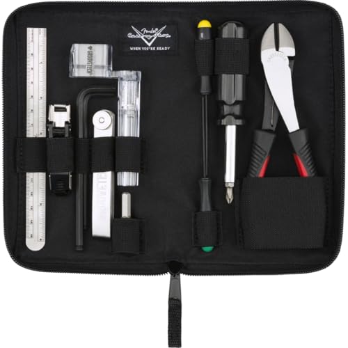 Fender Custom Shop Werkzeug-Kit für Gitarre, Zur Einstellung von E-Gitarren und Bässen, Schwarz