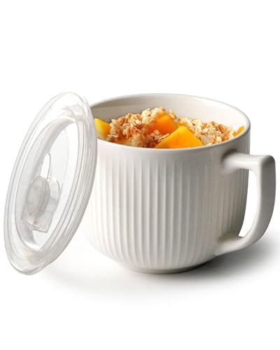 NUTRIUIPS Mikrowellen Keramik Suppenschüssel mit Henkel, 900ml Suppentassen mit Henkel, Kaffeetasse Groß