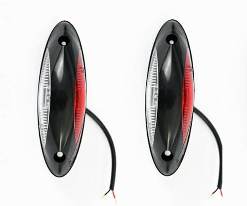Générique 2 LED-Umrissleuchten, 24 V, Rot und Weiß, seitliche Begrenzungsleuchten, ECE E2-Zulassung, für LKW und LKW, Fahrgestell, Anhänger, Kippmechanismus, Halbrand, Landwirtschaft