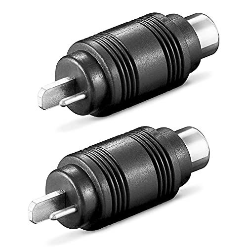 2X DIN Lautsprecherstecker auf Cinch-Buchse | Gerade | Boxen Audio Adapter Kabelanschluss Lautsprecher Chinch Buchse Kupplung | Schwarz | 2 Stück