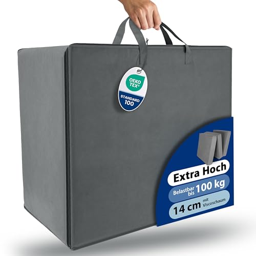 Beautissu Große Aufbewahrungstasche für Bettdecken, Kopfkissen, Klappmatratze 210 Liter – ‎65x75x42 cm – Bettzeug Aufbewahrungstasche Gartenauflagen Kleideraufbewahrung – Robuste Tragetasche Grau