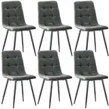 JIJIAN Esszimmerstühle 6er Set, Techno Stoff Küchenstühle, Polsterstühle, Wohnzimmerstühle mit schwarzen Metallfüßen, für Esszimmer, Wartezimmer und Wohnzimmer, Dunkelgrau
