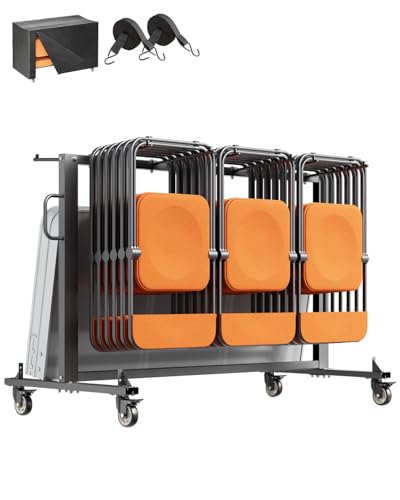VEVOR Klappbarer Stuhlständer, 181 kg Tragkraft, Klappstuhlwagen für 42 Stühle oder 12 Tische, multifunktionaler Stuhlwagen mit Gummirädern und -haltern, großer Stuhlhalter, mattschwarz