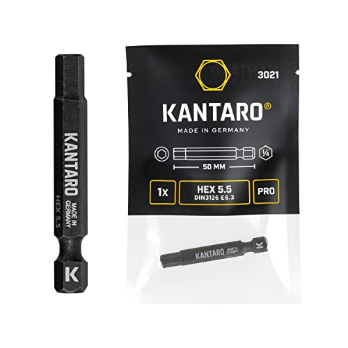 KANTARO 3021 Sechskant Bit HEX 5,5mm x 50mm (1 Stück) Made in Germany - Zaunbit für Innensechskant Zaunschrauben