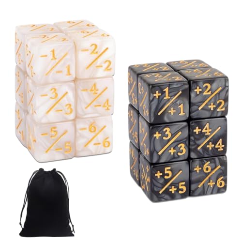 XURJUMI 12 Stück Würfel Zähler, MTG Würfel, Magic Würfel, Würfel Set, Token Würfel Loyalität Würfel D6 Würfel Kompatibel mit MTG, CCG, Kartenspiel Zubehör, Aufbewahrungsbeuteln
