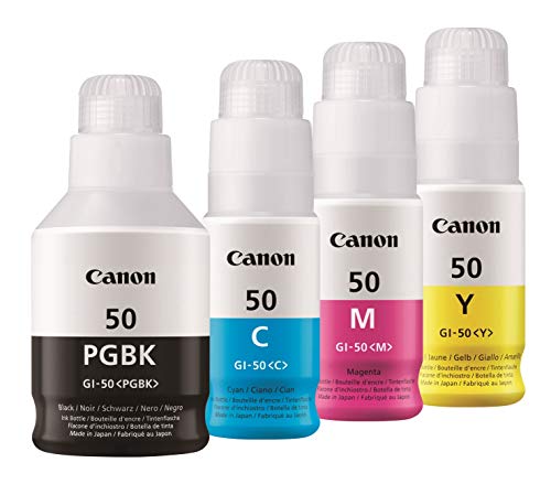 Canon Original GI-50 PGBK/C/M/Y Multipack Nachfülltinte - schwarz 6.000 Seiten, Cyan, Magenta, gelb je 7.700 Seiten für Canon PIXMA G7050, G6050, G5050