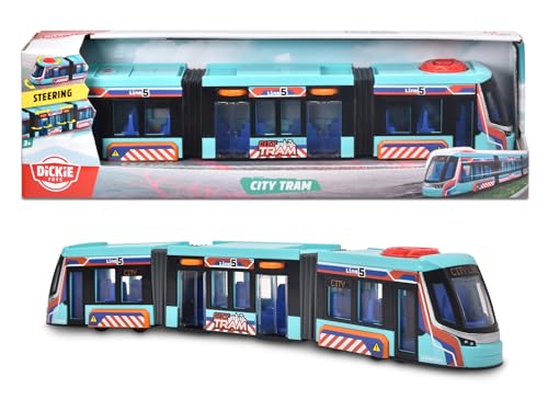 Dickie Toys - Spielzeug-Fahrzeug Siemens City Tram (41,5 cm) - große Straßenbahn mit Rädern für Kinder ab 3 Jahren, Modell-Bahn mit Freilauf, Lenksteuerung & Türen zum Öffnen