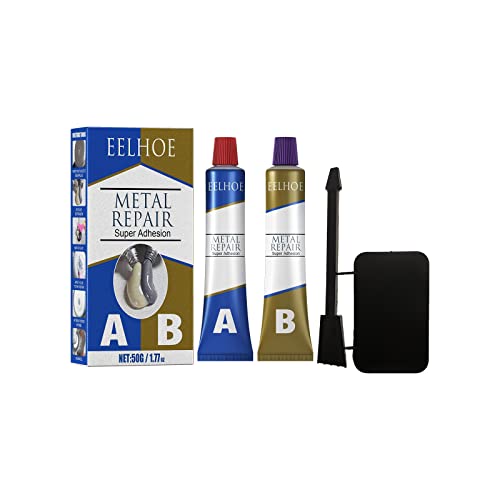 Reparaturkleber für Gussmaschinen, magisches Metallgusseisen, Universal-Set,industrielle Hitzebeständigkeit,kaltgeschweißte Metallreparaturpaste,A&B-Gelkleber,für Metall,Kunststoff und PVC (50g)