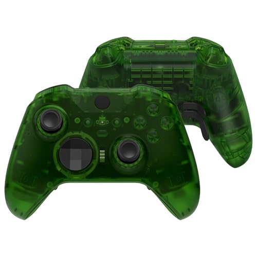 eXtremeRate Full Case & Buttons Set for Xbox Elite Series 2 Controller, DIY-Ersatz Front Abdeckung Back Shell Knöpfe Zubehör für Xbox Elite Series 2 Core Controller Modell 1797-Transparent Grün