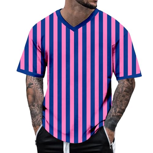 Gestreifte Tshirt Herren Ringelshirt Mit V Ausschnitt Fasching Tshirt Bluse Gestreiftes Rundhals Locker Ringelshirt Tops Sweatshirt Baumwolle Oberteil Sportshirt Training Tshirts Tops