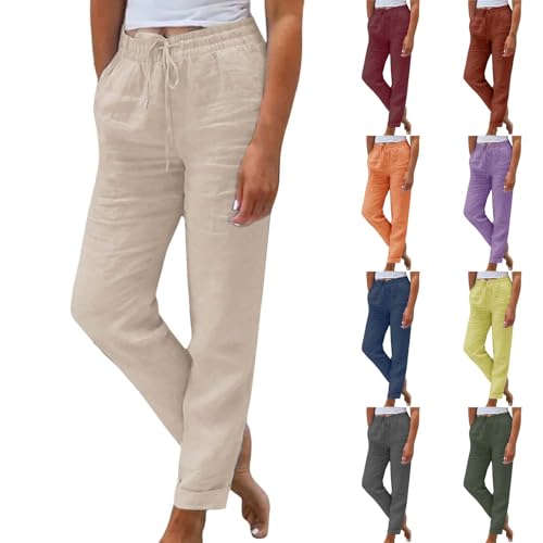 Generisch Leinenhose Damen Hose Sommer Damenmode Gefütterte Hose Weiblich Bluse Leinen