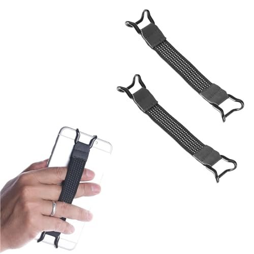 DHWEKU Handschlaufe für 6-8" Kindle eReaders Fire Tablet -Kindle/Kobo/Voyaga/Lenovo/Sony E-Book Tablet, Hochelastisches Vielseitiges Halteband Tablet Fingerhalterung Griff Halter 2 Stück,Schwarz