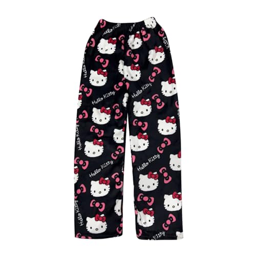Schlafanzug Damen Hosen Lang Flanell Pyjama Hose Damen Schlafhose Weich Kawaii Pyjamas Anime Bequeme Winter Schlafanzughose