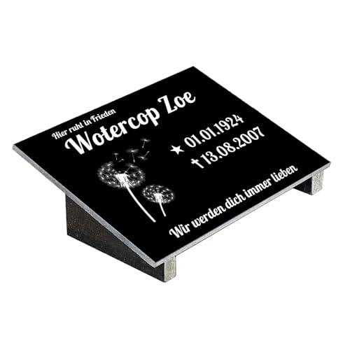 Grabplatte mit Inschrift aus Granit, personalisierbar Gedenktafel für Urnengrab, Grabstein für 1-2 Pers., Urnengrabstein N7 (20x30cm mit Stützen)
