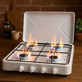 Gaskochfeld in elegantem Weiß – 4 Flammig Kochfeld für stilvolles Kochen