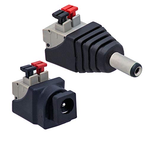 1x DC Buchse + 1x DC Stecker Hohl Adapter Kurz >Terminal Block 2 Pin Druck Klemmen Set