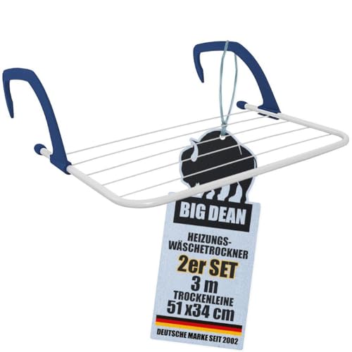 BigDean 2er Set Wäschetrockner für Balkon, Heizung & Camping - Wäscheständer für Balkongeländer & Heizkörper - 50x33 cm - Hängetrockner klappbar Balkonwäschetrockner