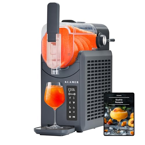 KLAMER Slush Maschine, mit 5 smarten Programmen: Slushie, Cocktail, Milchshake, Frappé, Wein, Automatische Reinigung, 2L Fassungsvolumen, Turbo Freeze, kein Eis erforderlich, mit digitalem Rezeptbuch