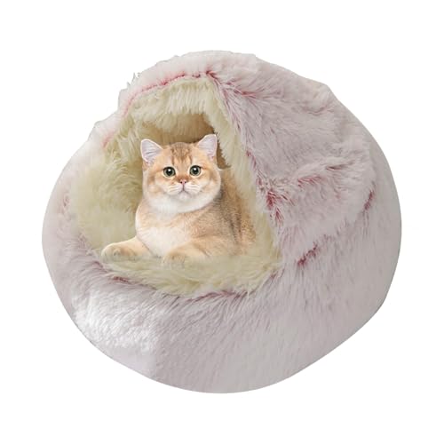 Senermter Flauschiges Hundebett - Geschlossenes Flauschiges Katzenbett,Abnehmbares Haustierhöhlenbett, beruhigendes Hundebett, bequem und weich, warm für Katzen, kleine Hunde im Winter