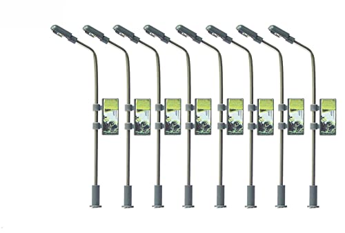WANGCL 8PCS Model Railway Train Lamp Posts LED Street Light Lamps Metal Single-Headed Illuminated Street Light HO OO Scale