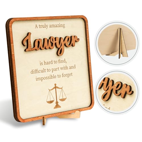 WOODAMORE Geschenk für Anwälte – Anwalt Schild mit Holzhalter, Abschlussgeschenk für Juristen, lustig, perfekt für Kanzlei-Dekoration
