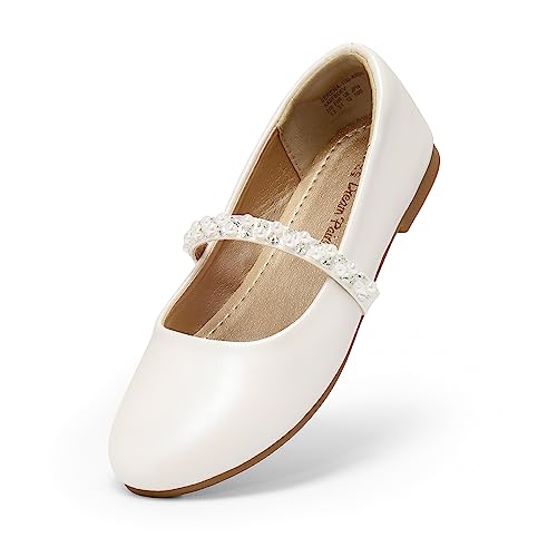 DREAM PAIRS Mädchen Mary Jane Strap Flache Schuhe Ballerinas Prinzessin Schuhe Flache Schulschuhe,Size 32,Elfenbein,SERENA-100-KIDS