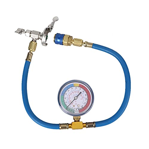 Kältemittel-Nachfüllset, A/C R134A Kältemittel-Füllrohr Nachfüllschlauch mit Manometer-Adapter Kfz-Klimaanlagenreparatur