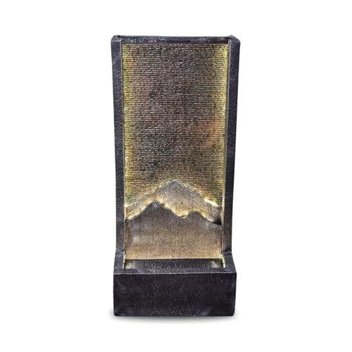 Zen Light SCFR21MM Außen- und Innenbrunnen Wasserwand Relief Mountain, 46cm x 35cm x 100cm, Schwarz
