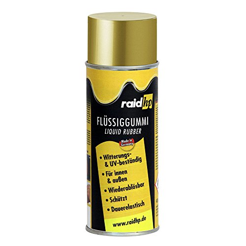 raid hp Flüssiggummi 400ml Sprühfolie Felgenfolie. Dauerelastische Gummierung für innen und außen für Auto Boot Motorrad Quad Fahrrad Freizeit Hobby, GOLD-METALLIC-MATT