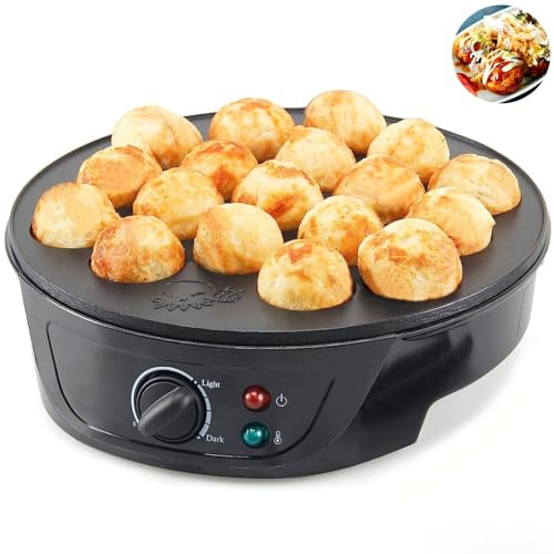 Takoyaki-Pfanne, Elektrische Mini-Takoyaki-Maschine mit 18 Runden Formen, Antihaftbeschichtung, 750-W-Takoyaki-Maschine mit Temperaturregelung, Frühstücksmaschine (220–240 V)