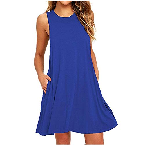 Kleid Damen Elegant Sommerkleid Damen Leicht und Luftig Shirtkleid Ärmellos Minikleid Sommerkleid Kurz Hohe Taille Kleider Freizeitkleid Einfarbig Kurzarm Strandkleid 2025 Lässig Sommerkleider