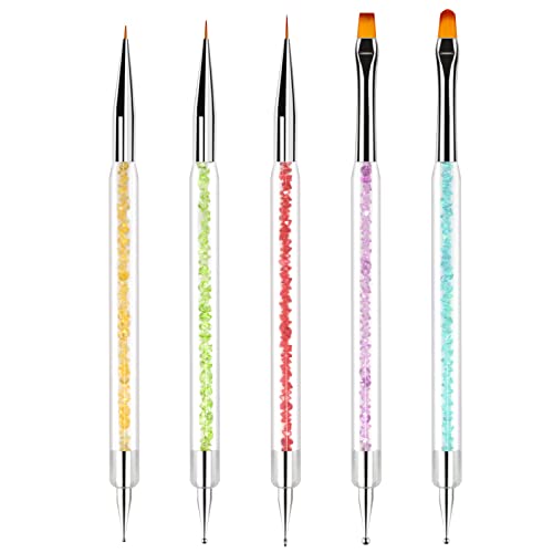 Sularpek 5 Stück Nagel Pinsel, Nageldesign Pinsel, Dotting Tool, Nail Art Liner Pinsel, Nagelverlängerung Gelpinsel, Nagelbürste für Punktierungen, Zeichnen, für DIY Nail Art Design